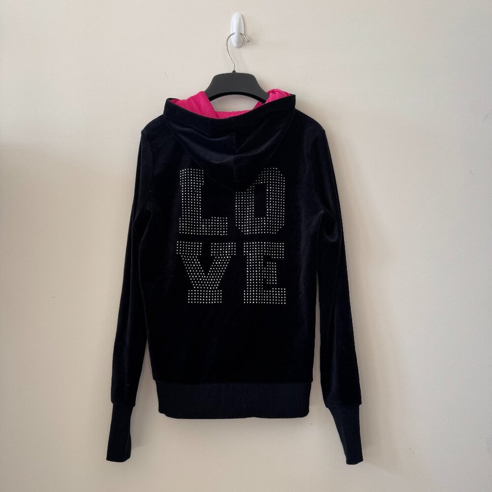 Jenni by Jennifer Moore Velour LOVE Zip-Up Hoodie Jacket (M)